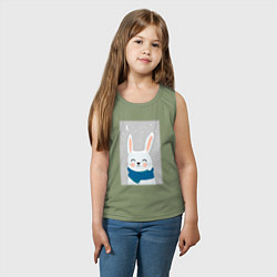 Майка детская хлопок Снежный кролик с шарфом, цвет: авокадо — фото 2