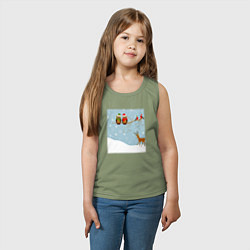 Майка детская хлопок Новогодние птицы на ветке, цвет: авокадо — фото 2