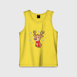 Майка детская хлопок Олень и снежинки, цвет: желтый