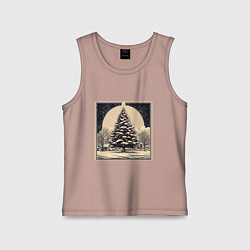 Майка детская хлопок Марка с наряженной елкой - нейросеть, цвет: пыльно-розовый