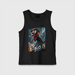 Майка детская хлопок Превращение Эдди в Венома - нейроарт фантазия, цвет: черный