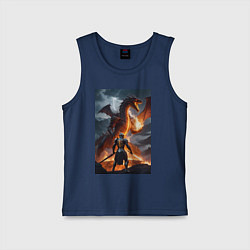 Майка детская хлопок Сражение с драконом, цвет: тёмно-синий