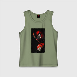 Майка детская хлопок Человек паук паркер, цвет: авокадо