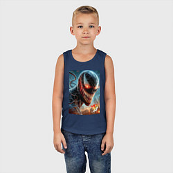 Майка детская хлопок Ужасный Веном - неоновое свечение, цвет: тёмно-синий — фото 2