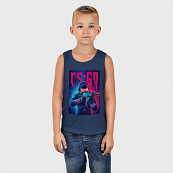 Майка детская хлопок Counter Strike go - neon glow, цвет: тёмно-синий — фото 2