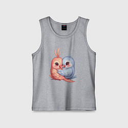 Майка детская хлопок Влюбленные попугайчики, цвет: меланж