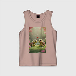 Майка детская хлопок Влюбленные черепашки, цвет: пыльно-розовый