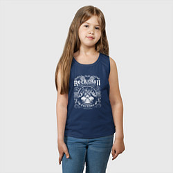 Майка детская хлопок Рок-н-ролл со скрещенными гитарами, цвет: тёмно-синий — фото 2