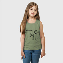 Майка детская хлопок Таня вязью - чёрная надпись, цвет: авокадо — фото 2