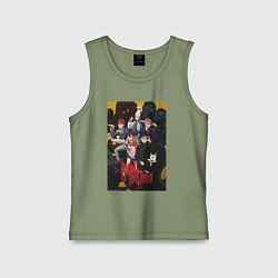 Майка детская хлопок Дандадан: Все герои, цвет: авокадо