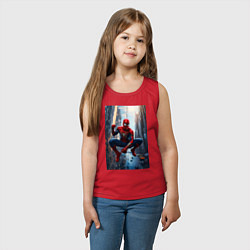 Майка детская хлопок Spider Man на страже справедливости, цвет: красный — фото 2