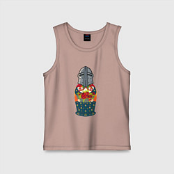 Майка детская хлопок Матрёшка в шлеме рыцарском, цвет: пыльно-розовый