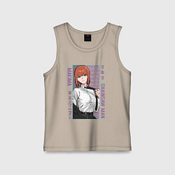 Майка детская хлопок Человек-бензопила Макима в костюме, цвет: миндальный