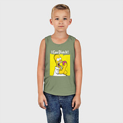 Майка детская хлопок Гомер с пончиком, цвет: авокадо — фото 2