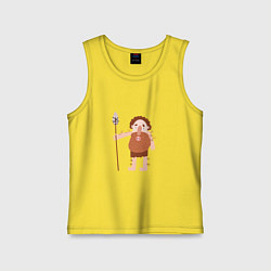 Майка детская хлопок Пещерный человек, цвет: желтый
