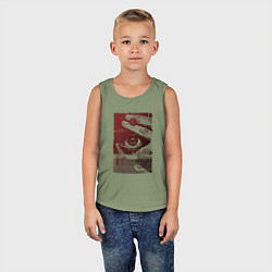 Майка детская хлопок Глаз с пальцами, цвет: авокадо — фото 2