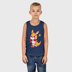 Майка детская хлопок Кенгуру боксирует, цвет: тёмно-синий — фото 2