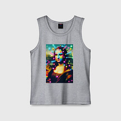 Майка детская хлопок Мона Лиза и неоновые кубики - стилизация, цвет: меланж