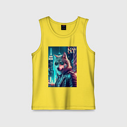 Майка детская хлопок Крутой волчара в ночном Нью-Йорке - нейроарт, цвет: желтый