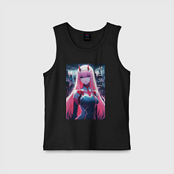 Майка детская хлопок Darling in the Franxx - zero two - ai art, цвет: черный