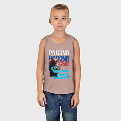 Майка детская хлопок Медведь на фоне флага, цвет: пыльно-розовый — фото 2