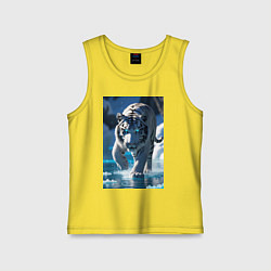 Майка детская хлопок Белоснежный тигр крадется по льду, цвет: желтый