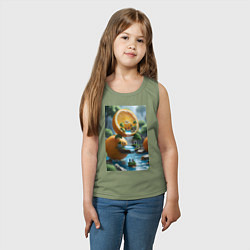 Майка детская хлопок Релаксирующий водопад спелых апельсинов, цвет: авокадо — фото 2