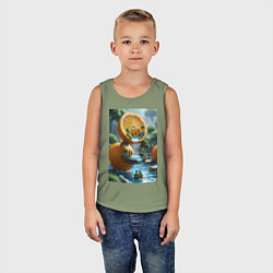 Майка детская хлопок Релаксирующий водопад спелых апельсинов, цвет: авокадо — фото 2