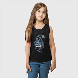Майка детская хлопок Фенрир скандинавчкая руна, цвет: черный — фото 2