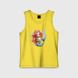 Майка детская хлопок Милая русалка с жемчугом, цвет: желтый