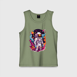 Майка детская хлопок Космонавт, цвет: авокадо