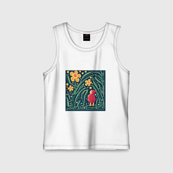 Майка детская хлопок Девочка в волшебном саду, цвет: белый