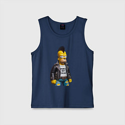 Майка детская хлопок The harsh Homer Simpson - punks not dead, цвет: тёмно-синий