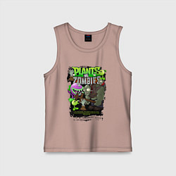 Майка детская хлопок Растения против зомби с персонажами, цвет: пыльно-розовый