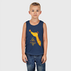 Майка детская хлопок Пятнистые друзья - жираф и бабочка, цвет: тёмно-синий — фото 2