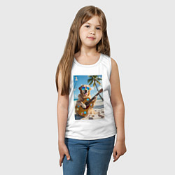 Майка детская хлопок Собака играет на гитаре, цвет: белый — фото 2