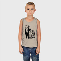 Майка детская хлопок Убей свой телевизор, цвет: миндальный — фото 2