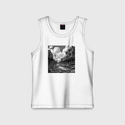 Майка детская хлопок Разрушенный город, цвет: белый