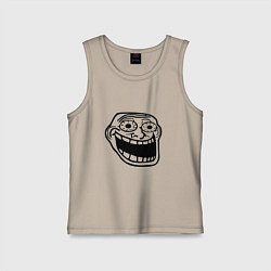 Майка детская хлопок Омега тролл фейс мем, цвет: миндальный