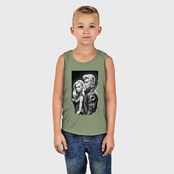 Майка детская хлопок Барби и Кен - киберпанк эскиз, цвет: авокадо — фото 2