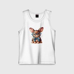 Майка детская хлопок Кролик мальчик в очках, цвет: белый