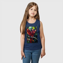 Майка детская хлопок Попугай из драгоценных камней, цвет: тёмно-синий — фото 2