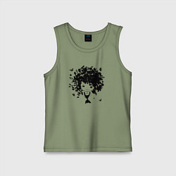 Майка детская хлопок Милая весенняя девчонка, цвет: авокадо