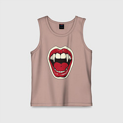 Майка детская хлопок Клыки вампира, цвет: пыльно-розовый