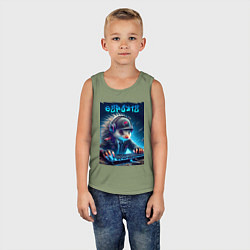 Майка детская хлопок Дикобраз командный игрок - неоновое свечение, цвет: авокадо — фото 2