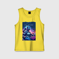 Майка детская хлопок Cyber panther is esports player - neon glow, цвет: желтый
