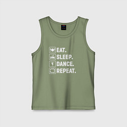 Майка детская хлопок Есть спать танцевать повторять, цвет: авокадо