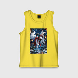 Майка детская хлопок Белоснежная лиса лунной ночью, цвет: желтый