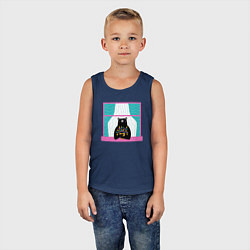 Майка детская хлопок Мишка в окошке, цвет: тёмно-синий — фото 2