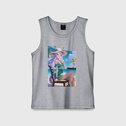 Майка детская хлопок Девушка-пони кушает мороженое, цвет: меланж